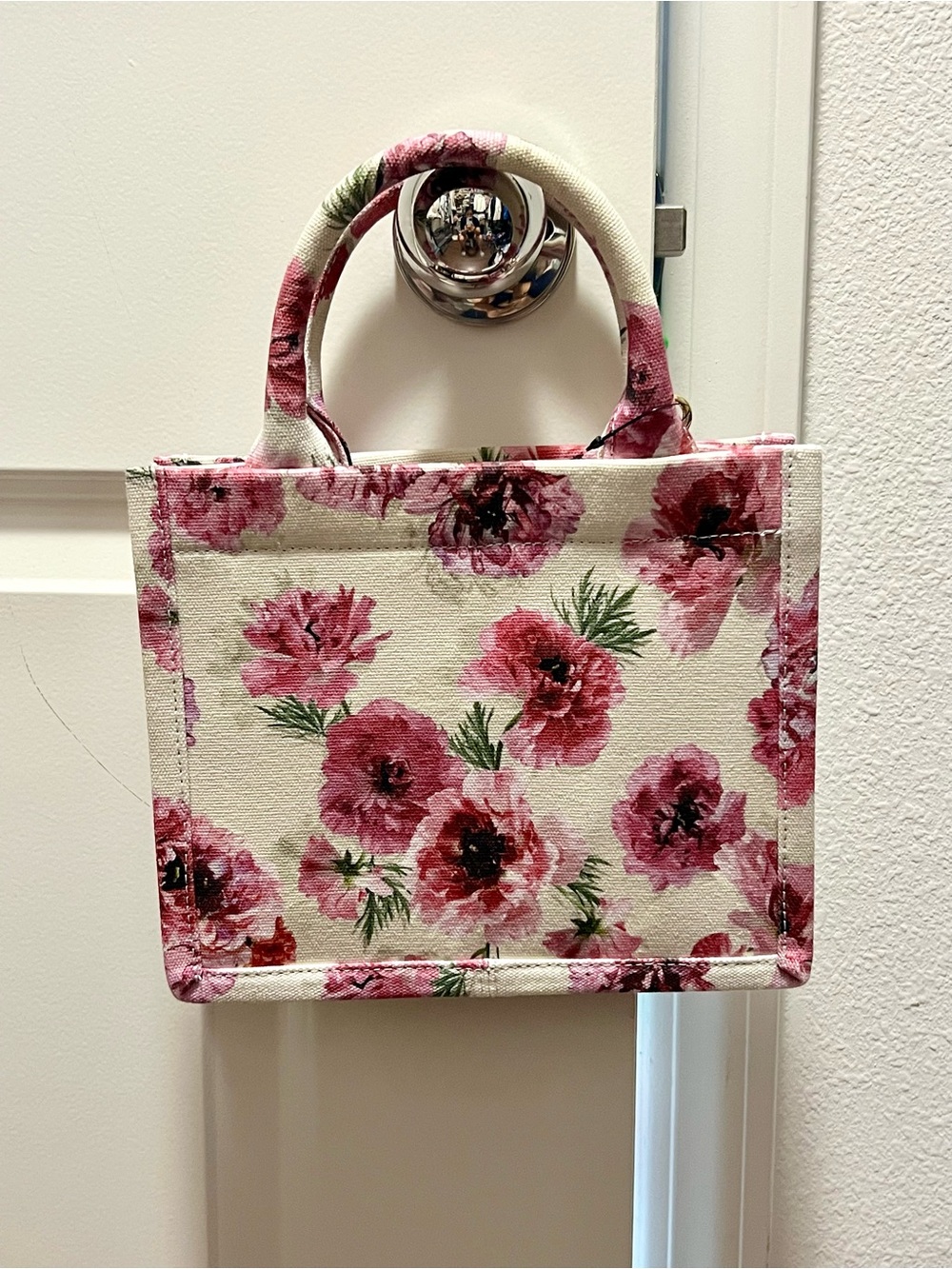 Express Floral Pink Mini Canvas Tote Bag